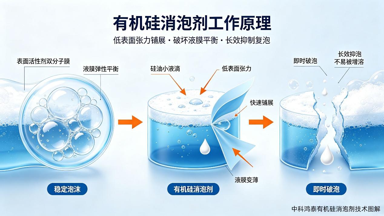 有机硅消泡剂的消泡原理