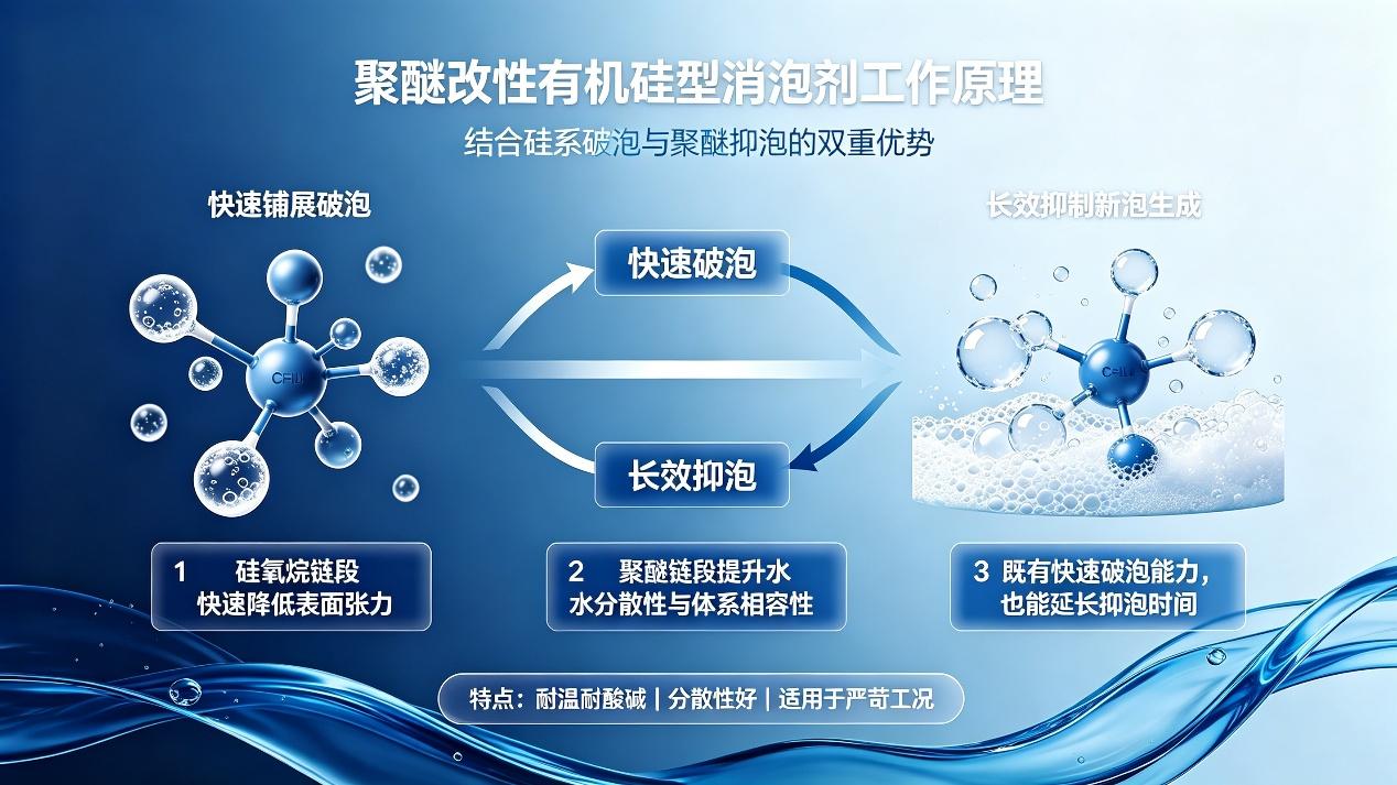 聚醚改性有机硅消泡剂消泡机理