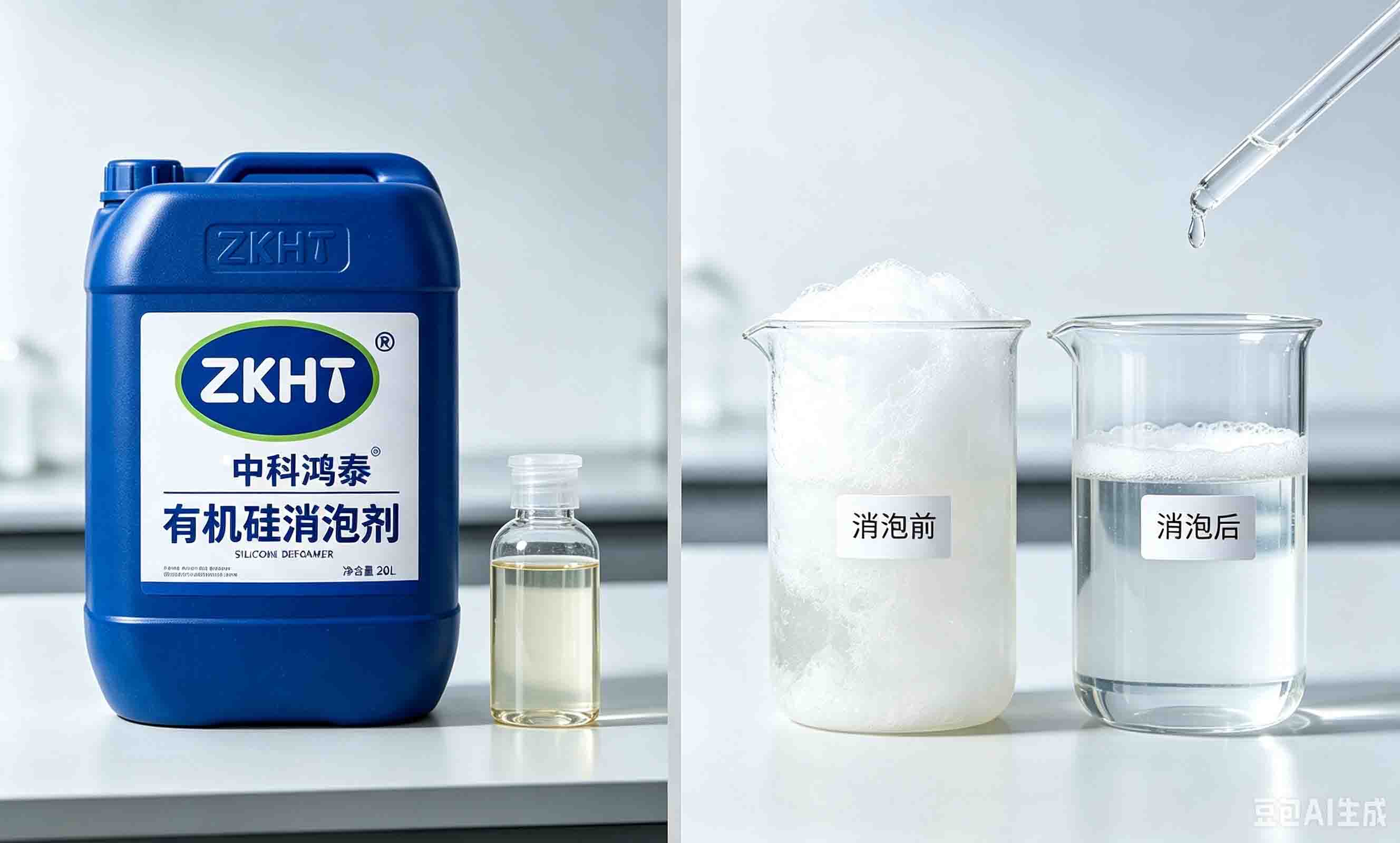 有机硅消泡剂产品及水处理消泡效果对比