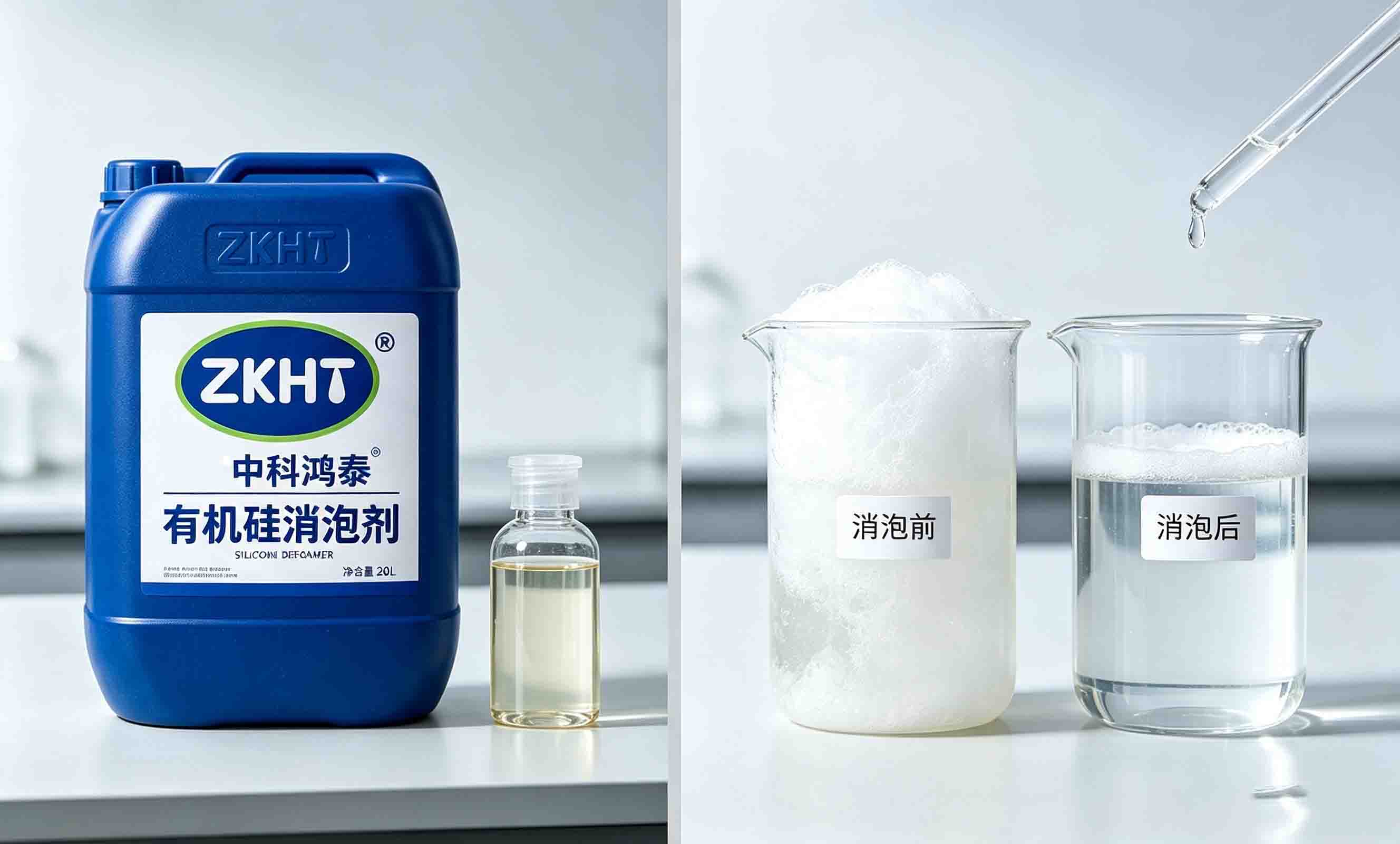 有机硅消泡剂产品及水处理消泡效果对比