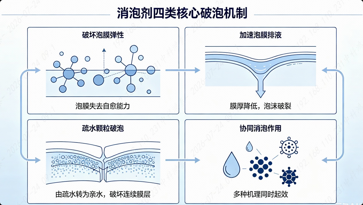消泡剂四类核心破泡机制图