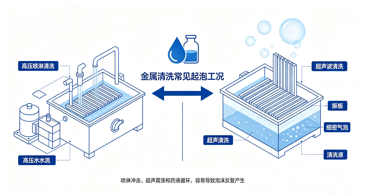 金属清洗喷淋&超声工况示意图
