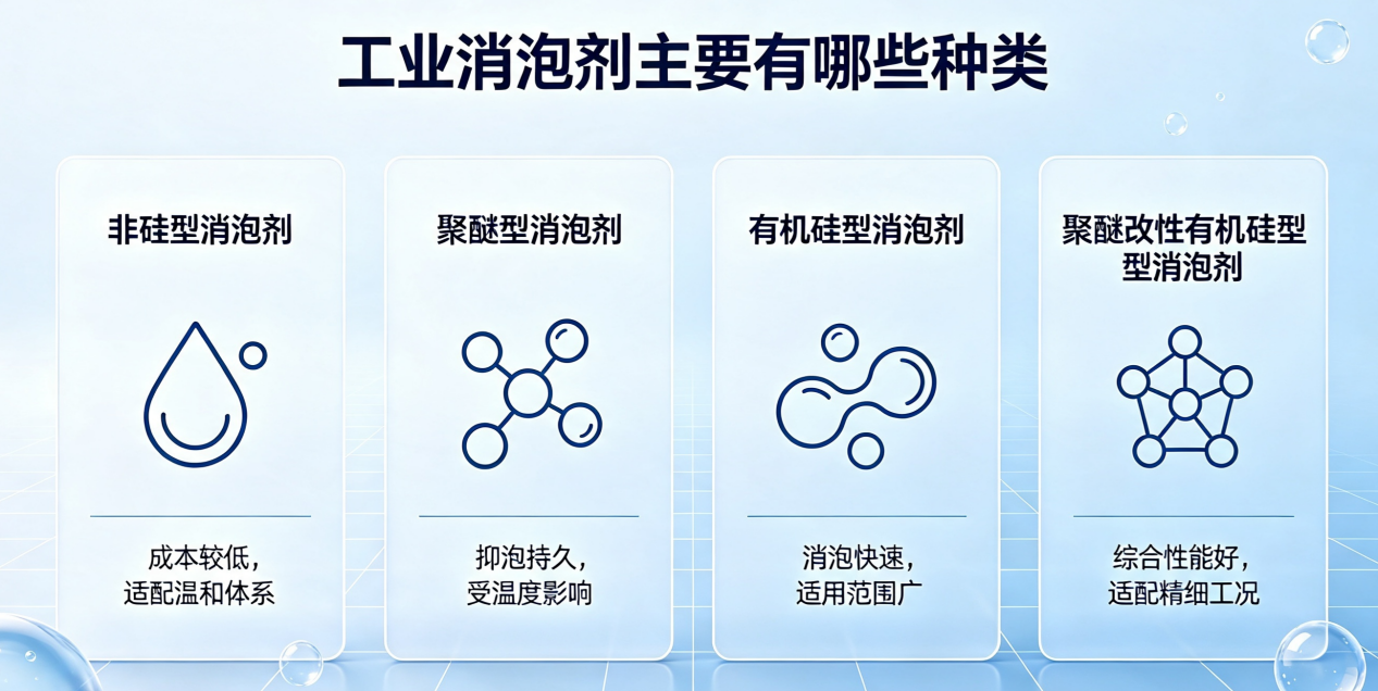 工业消泡剂分类及性能示意图