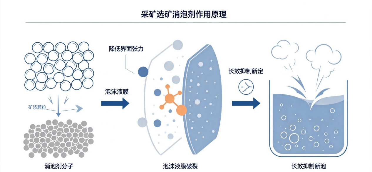 采矿选矿消泡剂原理示意图