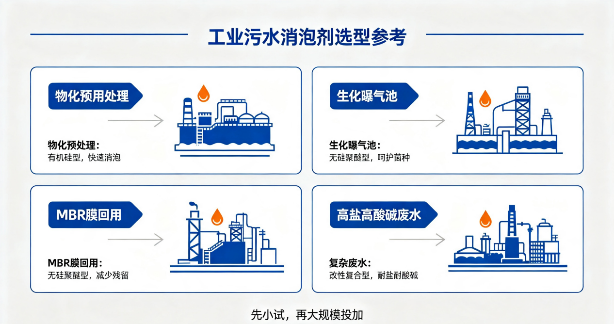 工业污水消泡剂选型参考示意图