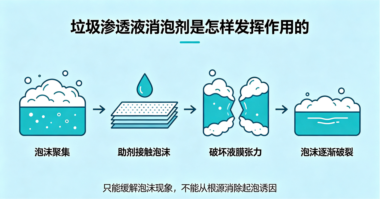 垃圾渗透液消泡剂消泡作用原理图