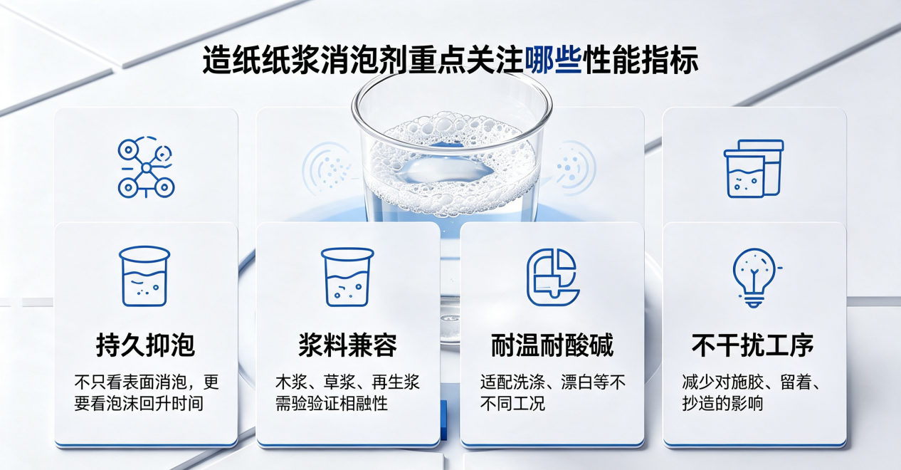 造纸纸浆消泡剂性能指标示意图