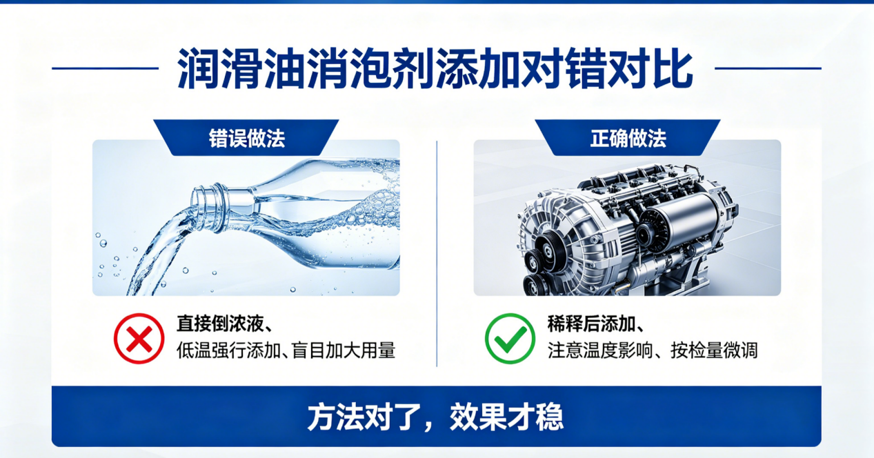 润滑油消泡剂添加对错对比图