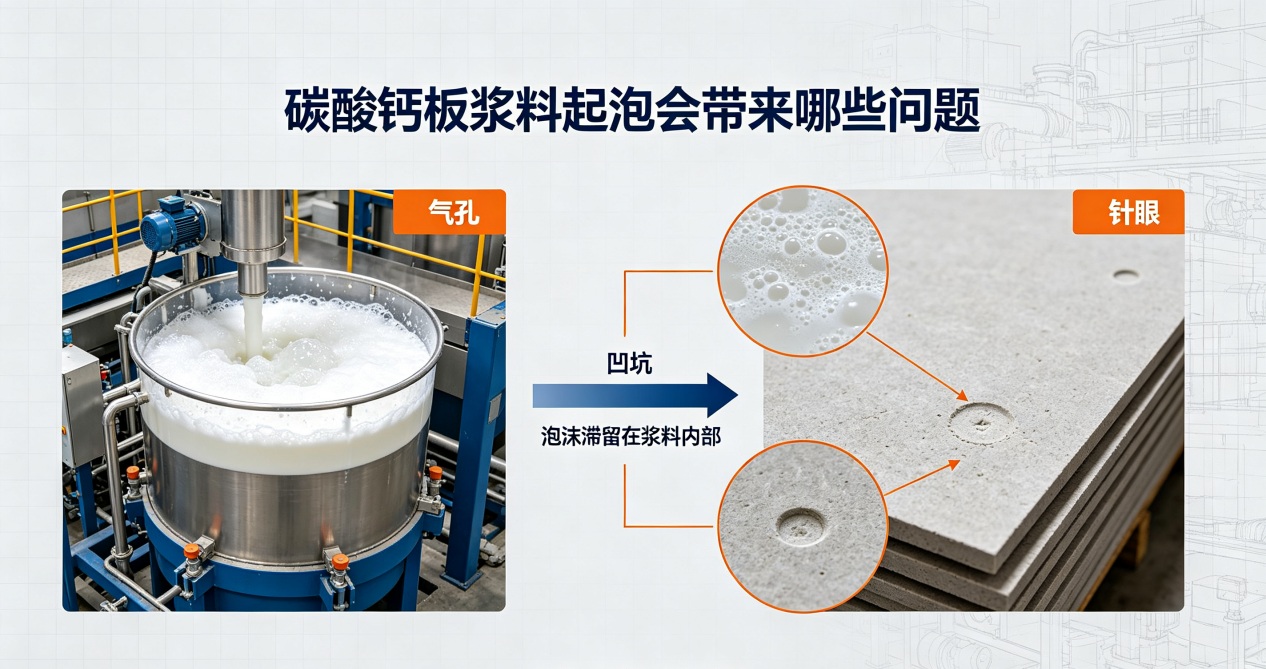 碳酸钙板制浆泡沫形成成品缺陷示意图