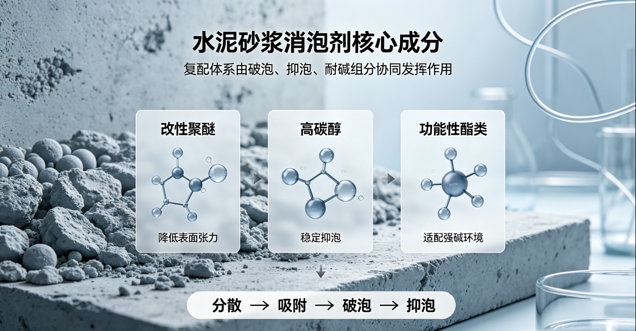 水泥砂浆消泡剂的核心成分示意图