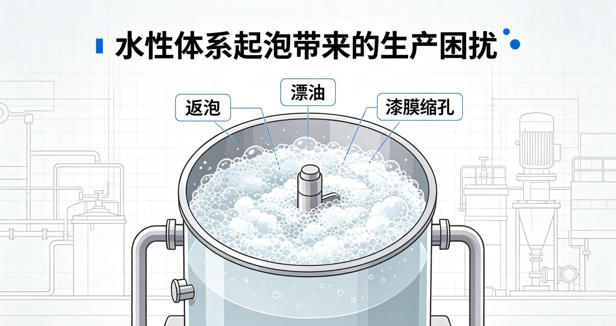 水性体系起泡带来的生产困扰