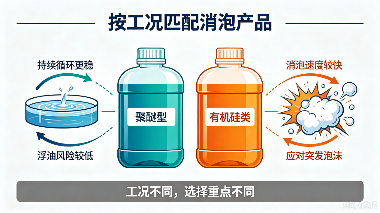 聚醚型与有机会型炉渣消泡剂对比图